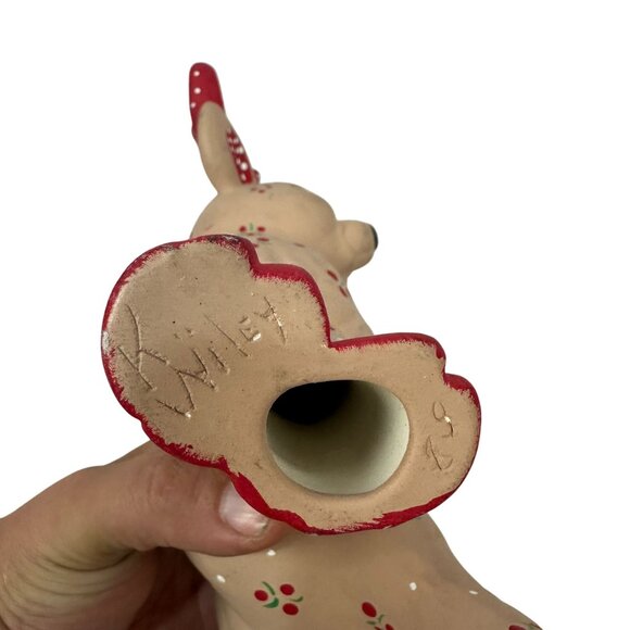 Set Of 6 Handcrafted Ceramic Reindeer Figurines Red Antlers & Floral Vintage - Picture 4 of 16